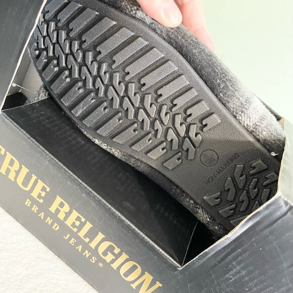 True Religion Brand Jeans Black & Gray Fur Lined Men\'s Slippers Small Size 7/8 main image 8